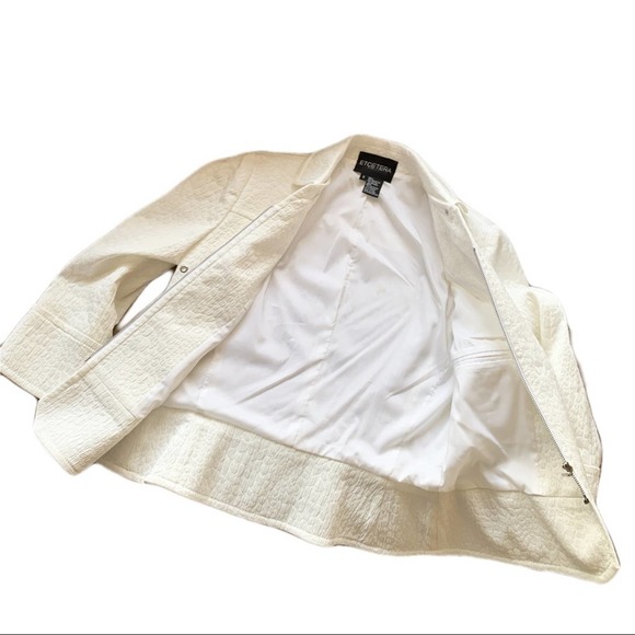 ETCETERA Ivory Animal Textured "Caspian" Zippered Moto Jacket size 8 NWT - Picture 6 of 14
